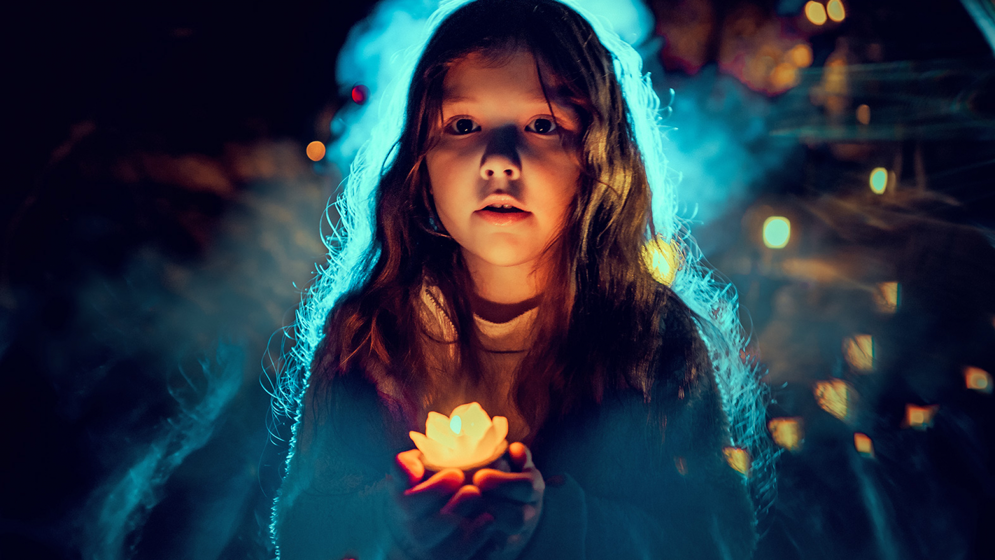 Night portrait photography with candle