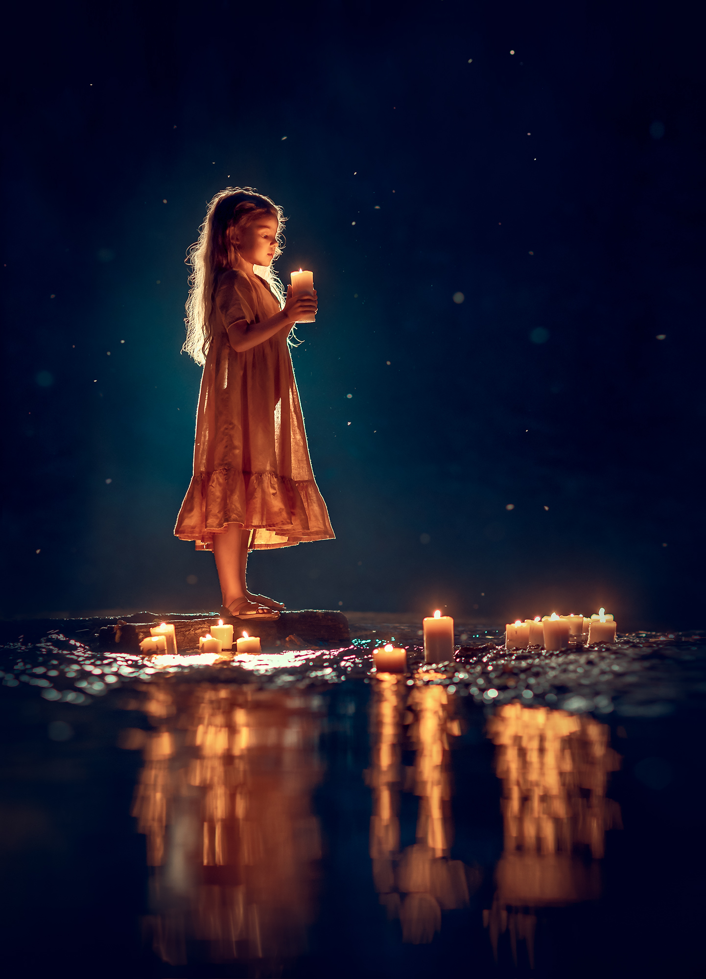 Вечерняя фотосессия девочка со свечами